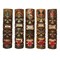 Set of 5 Double Tiki Mask Totem Wall Decor Hand Carved Tribal Sculpture 24 Inch